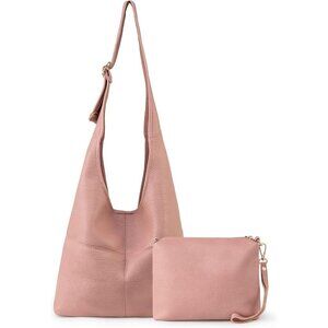 Women Pink Imported Vegan Leather Ultra Soft Foldable Shoulder Slouchy Bag